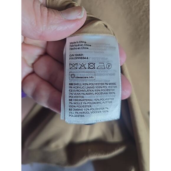 H&M Trench Coat Wool Blend Womens XS Jacket Camel Office Formal Holiday Party - Picture 8 of 10